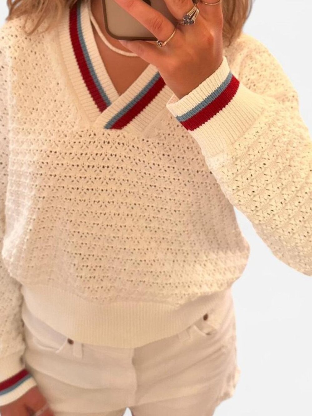 Design History Women's White and Cream Jumper